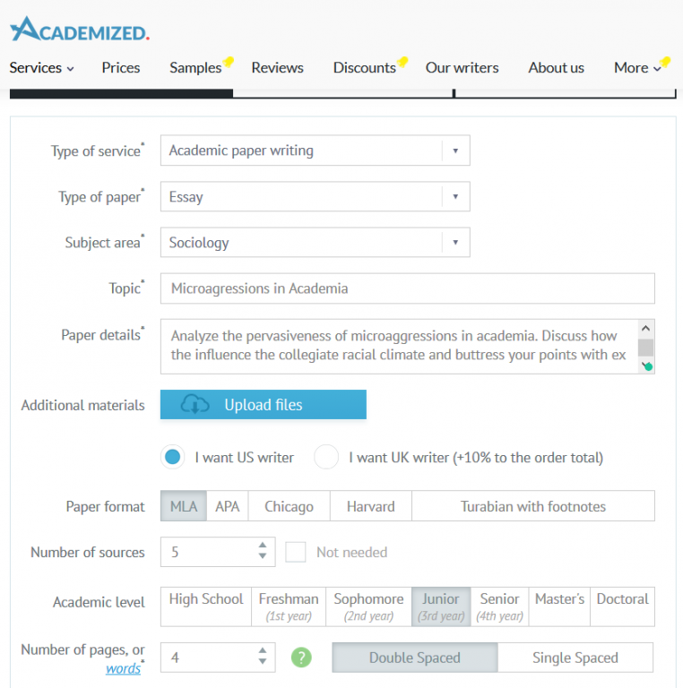 Essay writing services at Academizzed